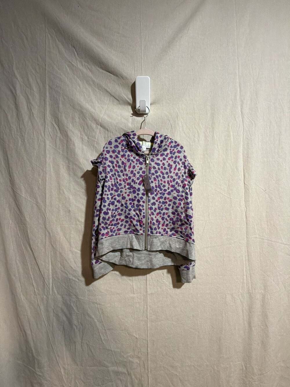Rockets of Awesome Girls Purple and Pink Leopard Print Zip-Up Hoodie with Ruffle